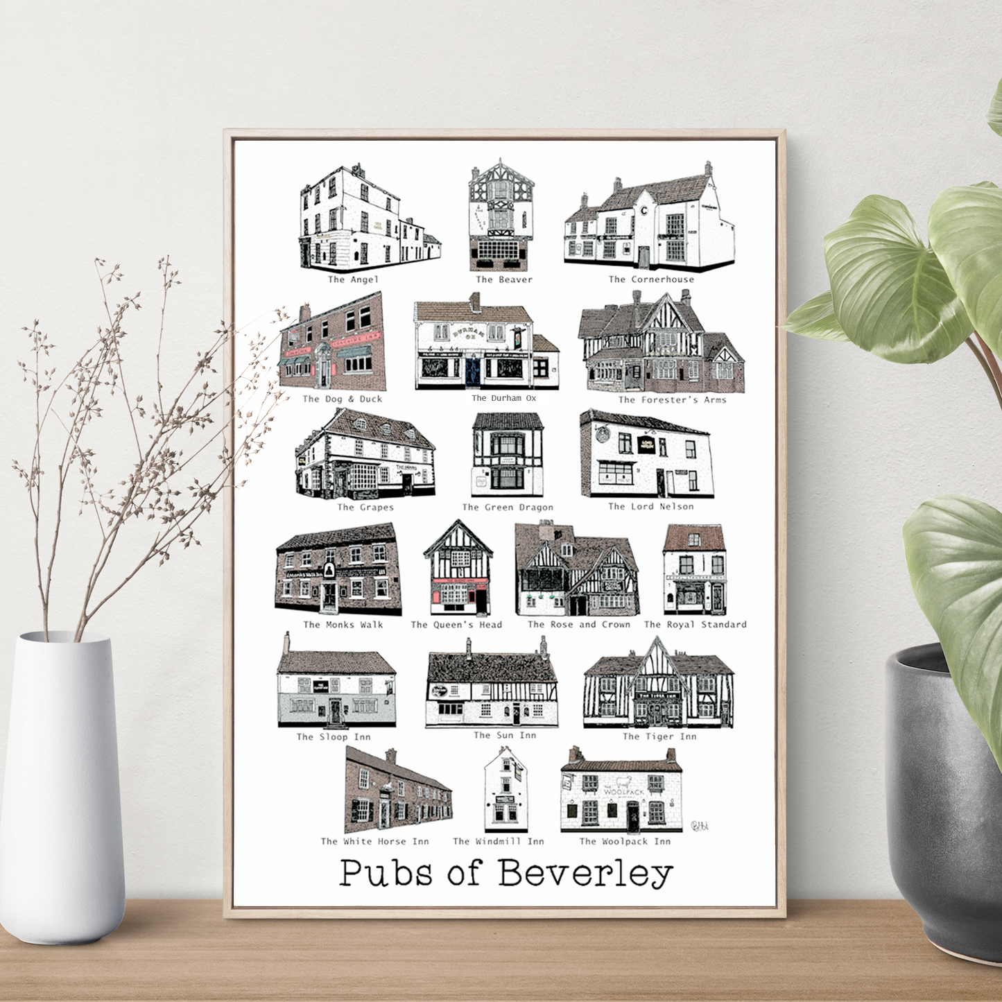 Pubs of Beverley Print (Colour)