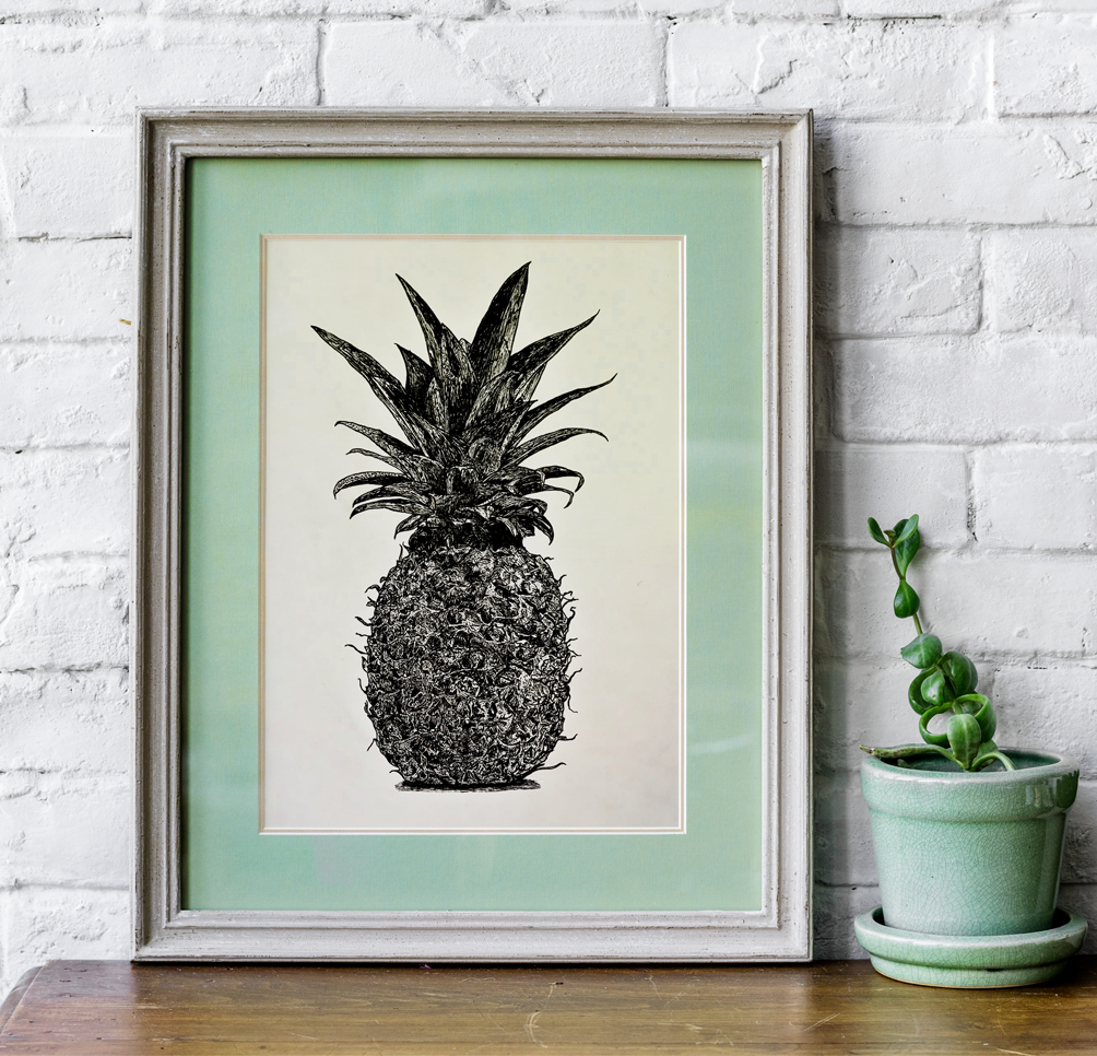 Black and White Pineapple Art Print