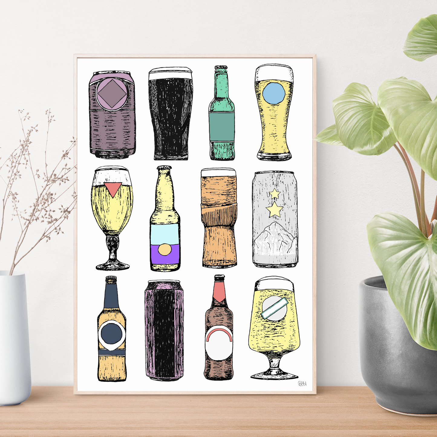 Beer Bottles Art Print