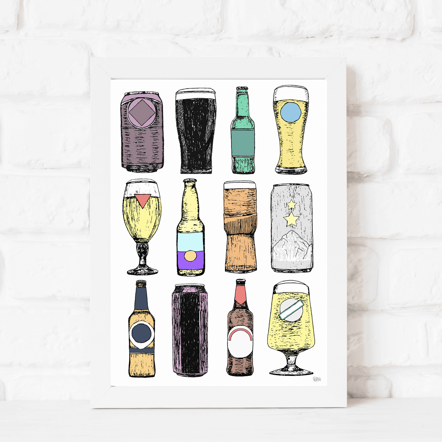 Beer Bottles Art Print