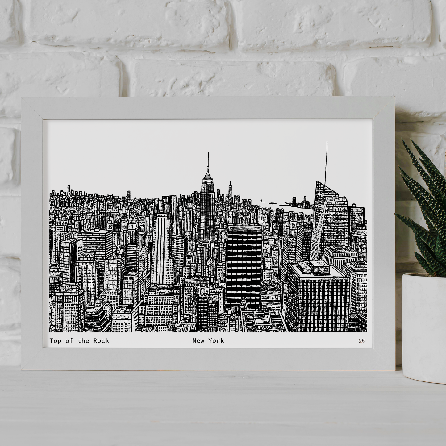 New York Skyline, Black and White Art Print