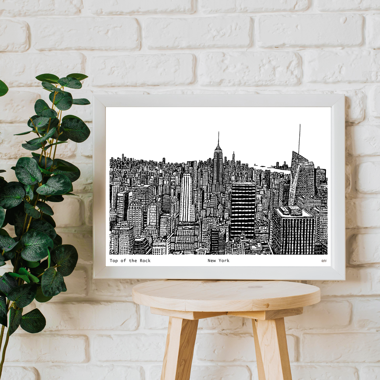 New York Skyline, Black and White Art Print