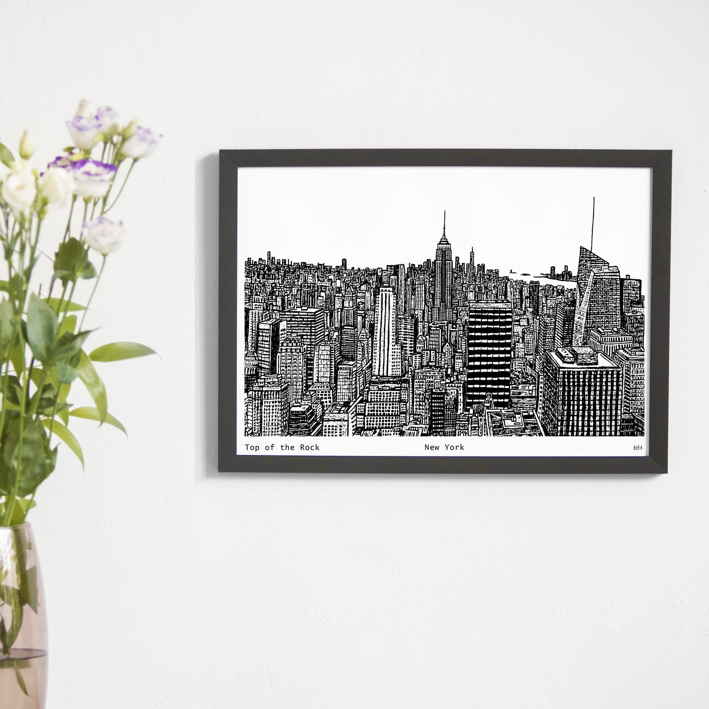 New York Skyline, Black and White Art Print