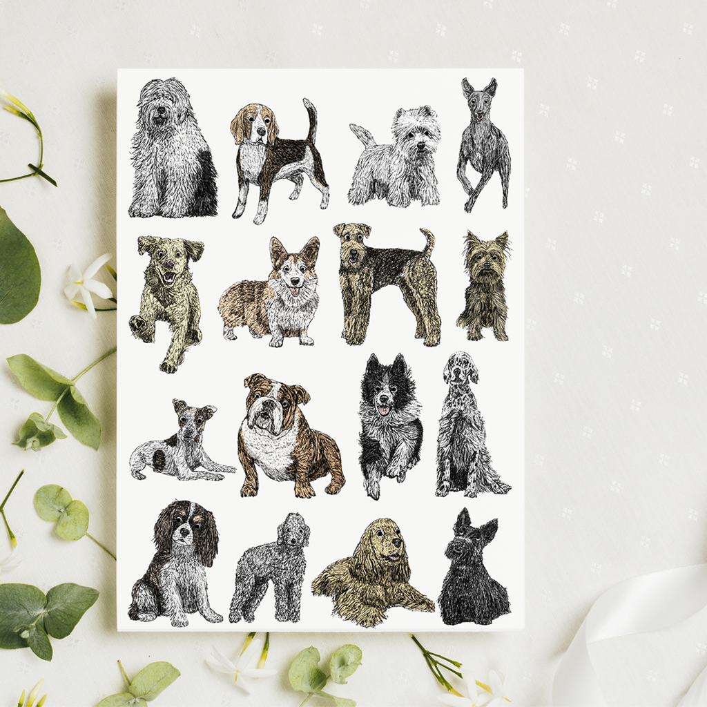 British Dog Breeds Greetings Card